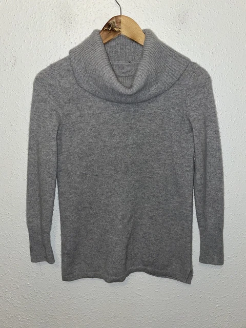 Talbots Grey Cowl Turtleneck 100% Cashmere Long Sleeve Minimalist Sweater Fits S