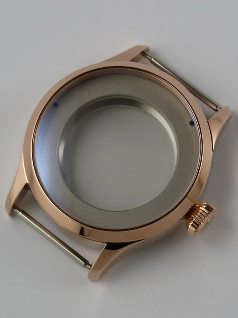 Boîtier Montre 41mm En Acier PVD Rose Or - Compatible ETA 2824 / SW-200 - Saphir - Neuf