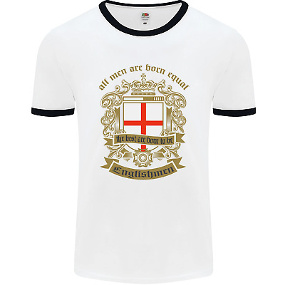 All Men Are Born Equal English England Mens White Ringer T-Shirt