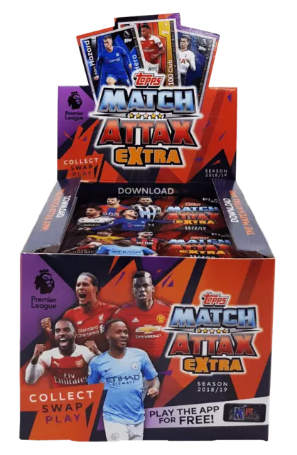 2018 2019 Match Attax Extra EPL Premier League Soccer Game Cards 50 Packs in Box