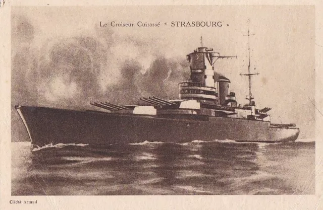CPA 44 NAVY MILITARY ST NAZAIRE the ""STRASBURG"" battleship cruiser 1936-1955