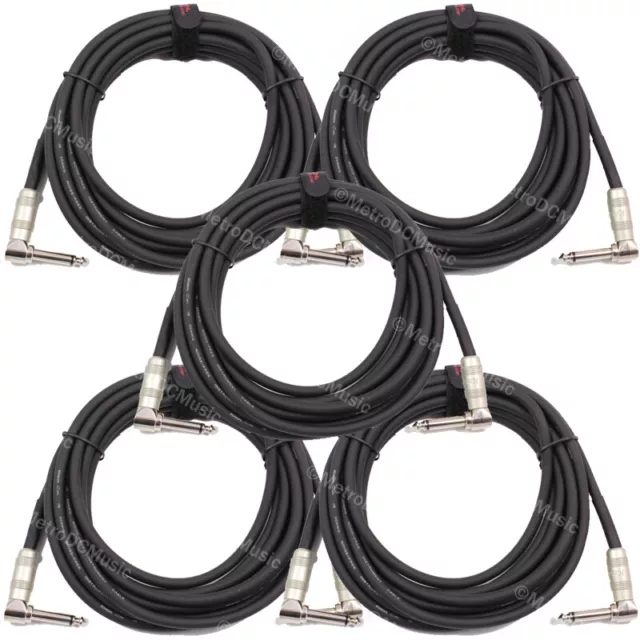 5-Pack Kirlin 20 ft PVC Right-Angle/Right-Angle Black Guitar/Instrument Cable