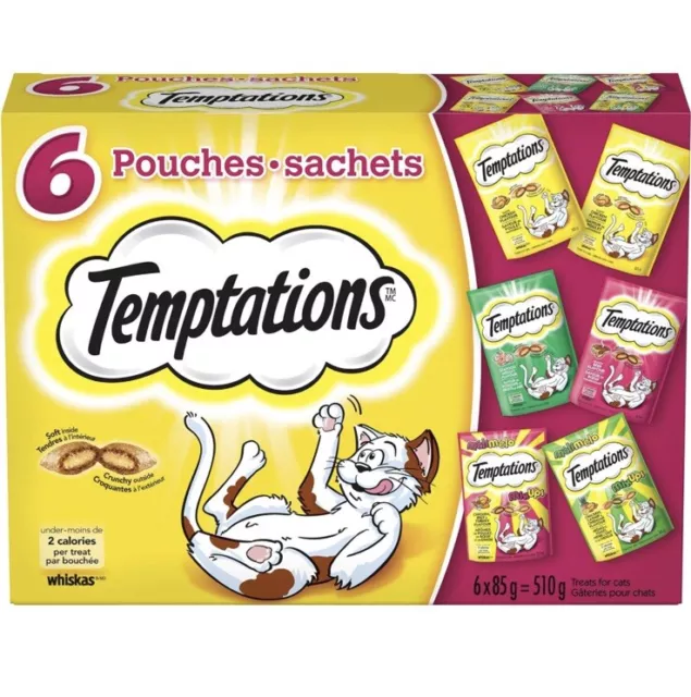 TEMPTATIONS Cat Treats, Assorted Variety Pack, 510g (6x85g Pack)