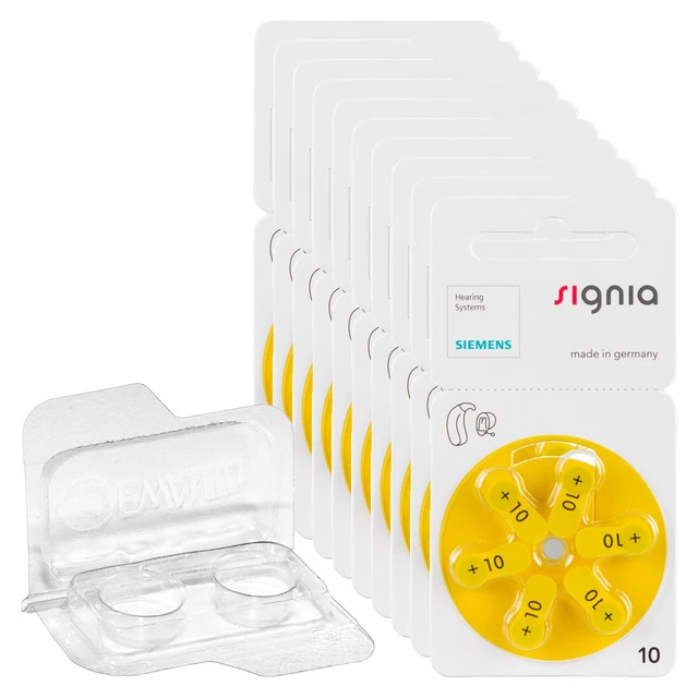 Recambios Audífonos Siemens 60 Pilas Para Audífonos Siemens Signia 10 - Color Amarillo, Modelo PR70, Duraderas Y Fiables Pilas Tamaño 10 Audífonos