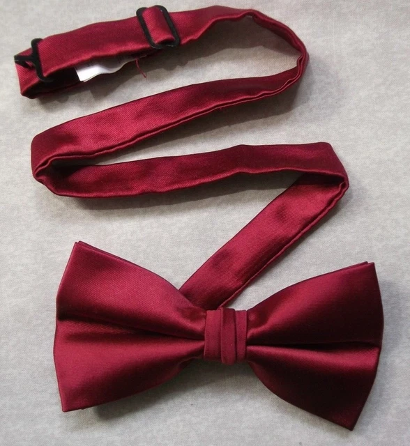 Bow Tie Bowtie Retro Adjustable SHINY CLARET WINE Mens Vintage