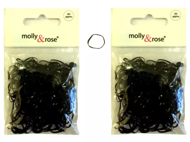Lot de 500 mini élastiques à cheveux noirs polyuréthane env. 1cm tressage nattes