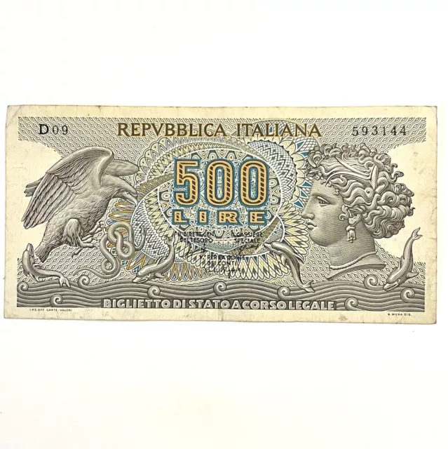 Geldschein 500 Lire Italien 1966 Banknote