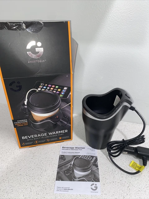 Car BEVERAGE WARMER W USB Power Port SmartGear Charges Phone NIB Keep Drinks Hot