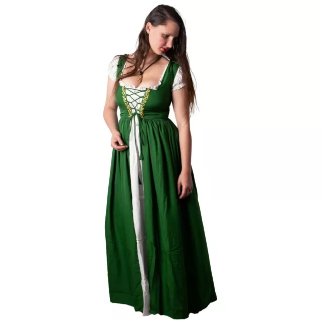 Medieval Dress Chemise Renaissance Irish Peasant Adult Women Costume Set Green