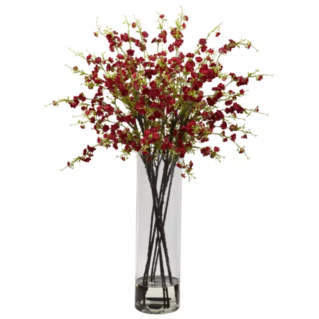 Artificial 38" Giant Cherry Blossoms Flower Arrangement in Faux Water Glass Vase