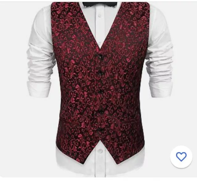 COOFANDY Mens Paisley Dress Suit Vest Floral Victorian Slim Fit Tuxedo Waistcoat