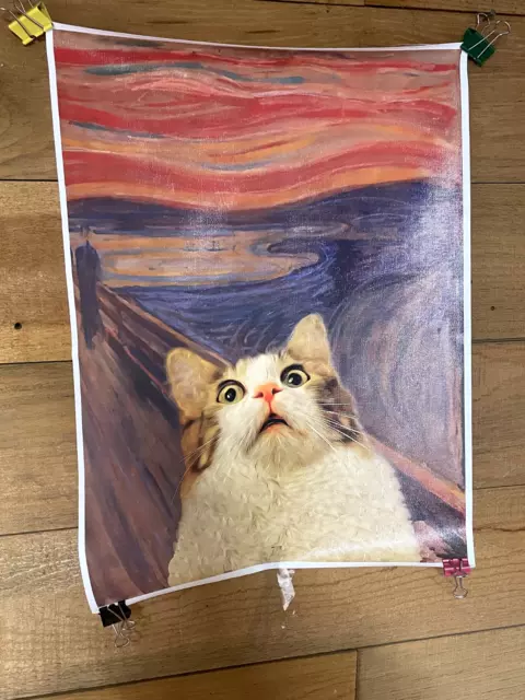 "The Scream"  Cat Edvard Munch Canvas Poster 16X12 inches Frameless