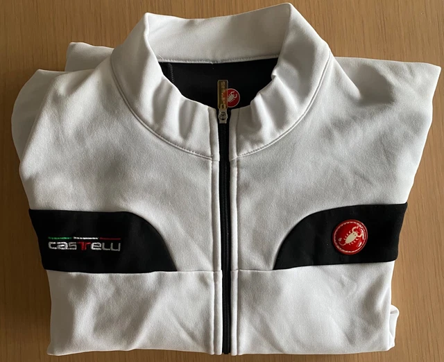 Castelli Giubbino CICLISMO AUTUNNO PRIMAVERA BIANCO NERO FELPATO TAGLIA XL