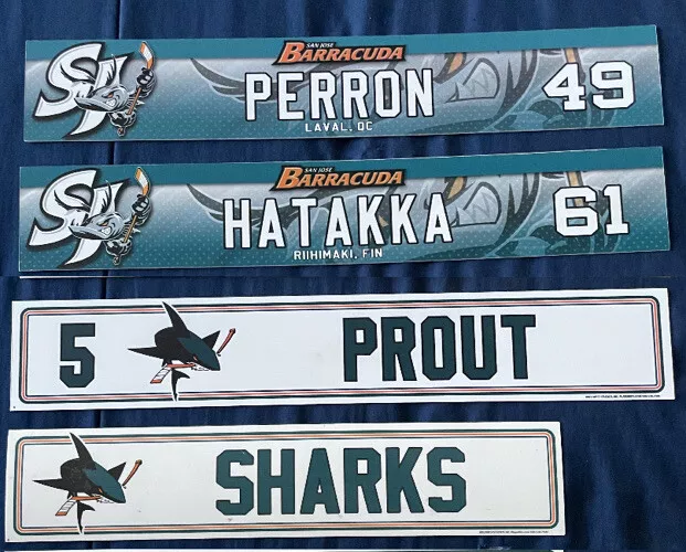 San Jose Sharks Game Used Locker Nameplate Lot - San Jose Barracuda Name Plates