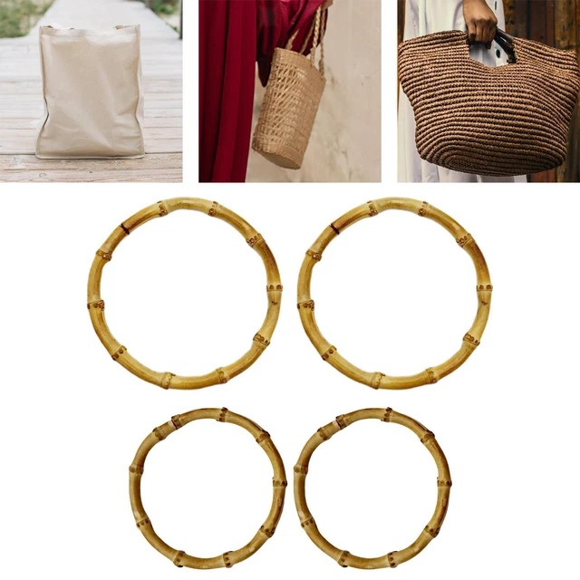 2 pièces poignées de sac à main en bambou artisanat accessoires de couture