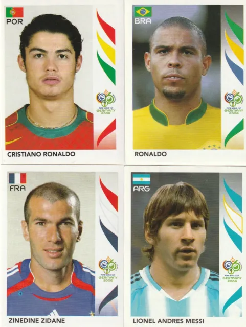 Lot De 4 Images - Fifa World Cup Germany 2006 - Ronaldo Zidane Messi C.ronaldo