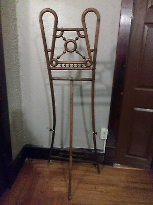 Antique Victorian Oak Easel Ball and Stick Stand Floor Display