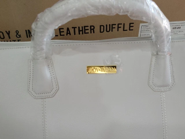 Joy & Iman Genuine Leather White Wheeled Duffle Luggage Bag Nwt 3