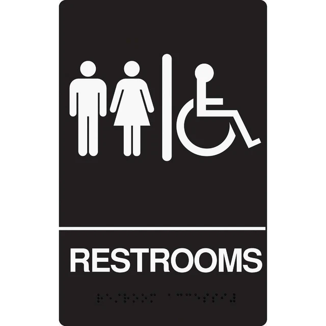 Hy-Ko Deco Series Plastic Braille Sign, Restrooms Handicapped DB-5 Pack of 3