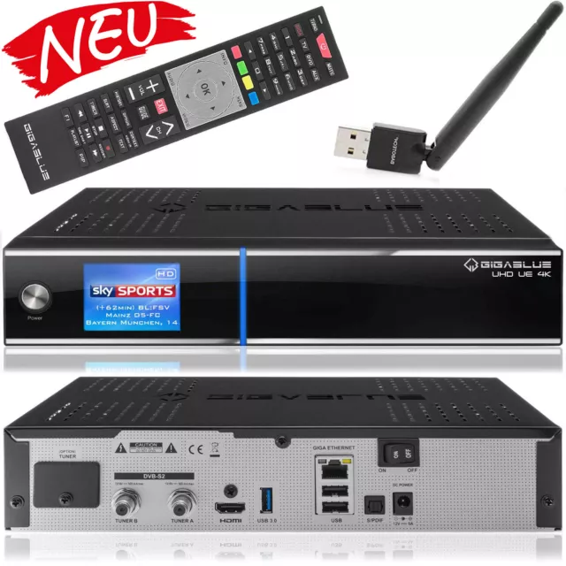 Gigablue UHD Ue 4K Box Ricevitore Satellitare Con Disco Rigido 2xDVB-S2 E WLAN