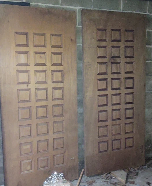 2 Beautiful Vintage Rare 24 Panel Solid Wood Doors 80 x 36 
