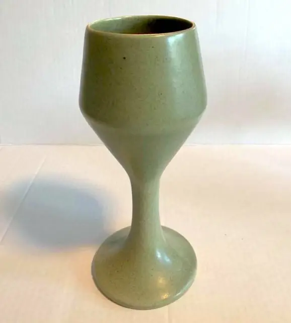 Vintage Haeger Pottery Chalice Goblet Planter Vase Green Speckle Matte Glaze MCM