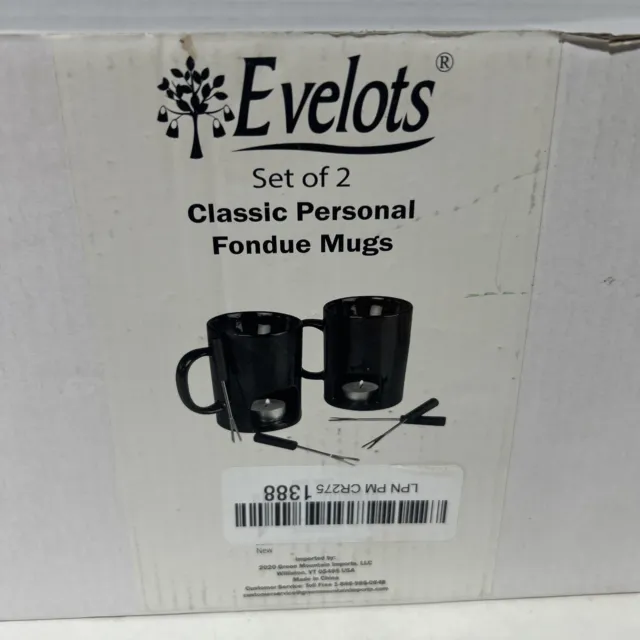 Evelots Classic Personal Fondue Mugs With 4 Forks
