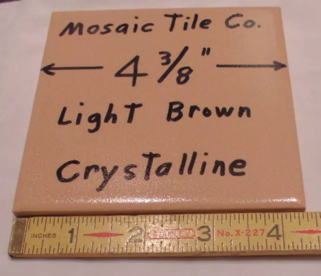 1 pc. *Light Brown* Ceramic Tile by Mosaic Tile Co. 4-3/8"  Crystalline Glazed