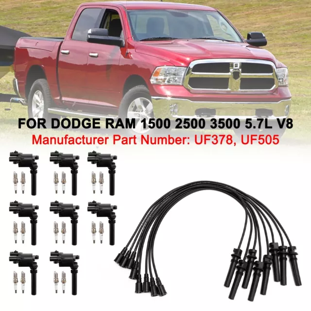 UF378 Ignition Coil+Spark Plug+Wire set Pour Dodge Ram 1500 2500 3500 5.7L V8 B