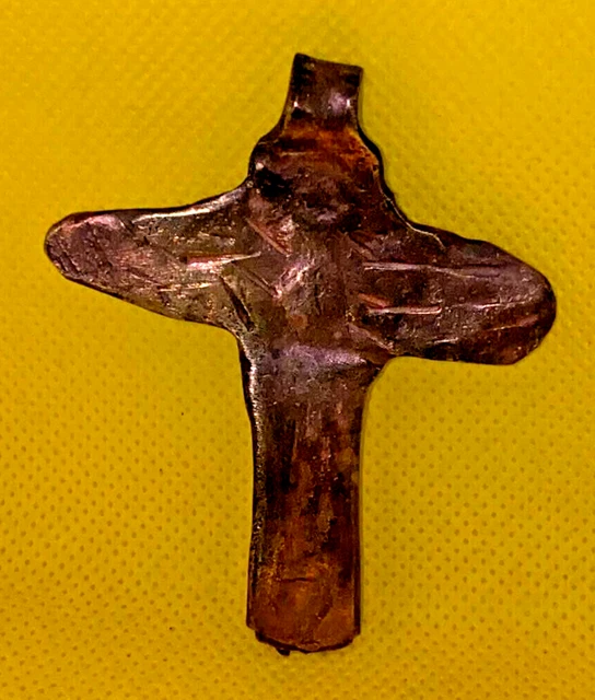 OLD ORIGINAL ANCIENT ORTHODOX CROSS BRONZE, RELIGIOUS ARTIFACT - 18th century
