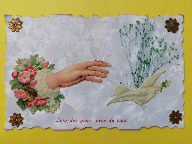 CPA Fantaisie Ancienne Avec Découpage Colombe Et Fleurs – Paris, Années 1900