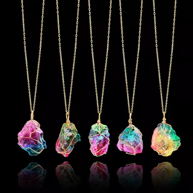 Reiki Necklace Natural Gemstone Stone Crystal Quartz Healing Chakra Pendant