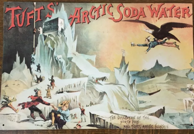 Tufts' Arctic Soda Water Tin Sign 1993 New York Historical Society Bar Man Cave