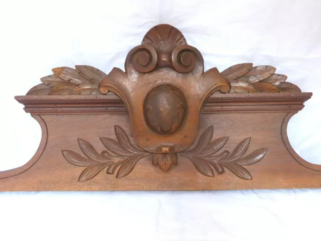 22" Antique French Hand Carved Wood Solid Walnut Pediment 19TH Salvage