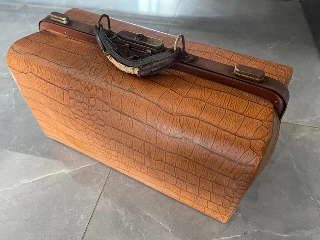 Vintage Antique Leather Doctors Bag Case Trunk Luggage