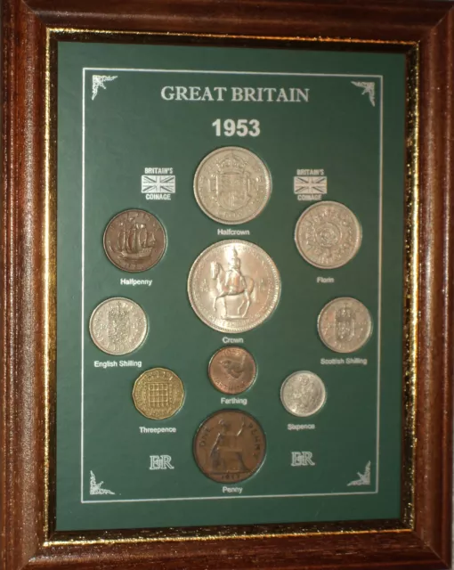 FRAMED 1953 CROWN COIN GIFT SET (VINTAGE 71st BIRTHDAY or WEDDING ANNIVERSARY)