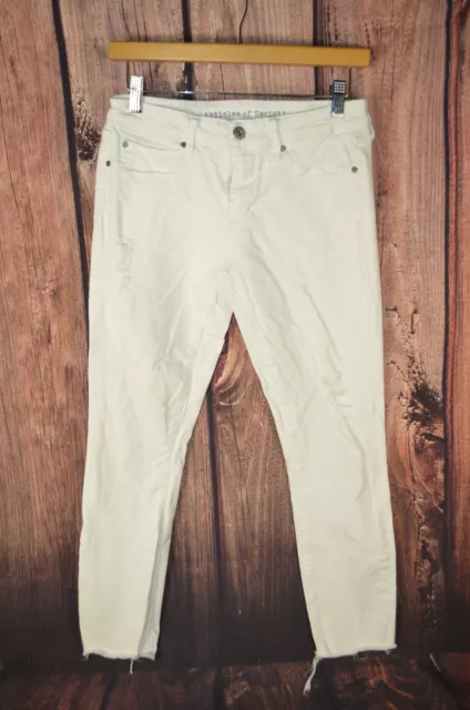 Articles of Society Jeans Carly Skinny Crop Womens Size 27x27 White Distressed