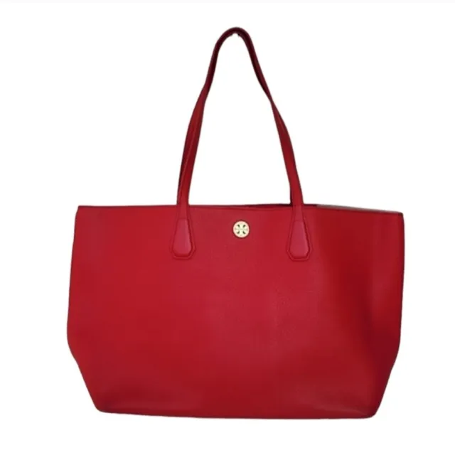 Tory Burch Samba & Pale Apricot Brody Leather Red Tote