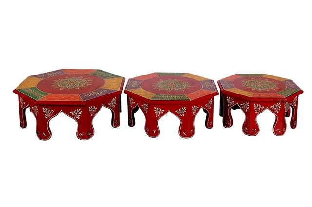 Multipurpose Wooden Bajot Set For Home Decor - Multicolor