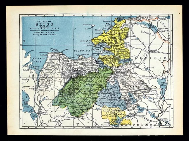 1900 Ireland Map Sligo County Ballymote Tobercurry Easky Rosses Point Curry