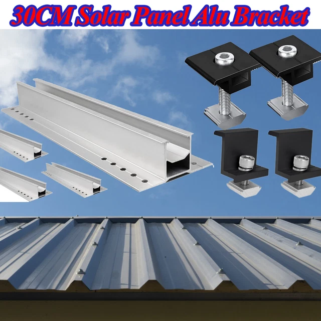 ALUMINIUM SOLAR PANEL Roof Mounting Rail Brackets End/Middle Clamp ...