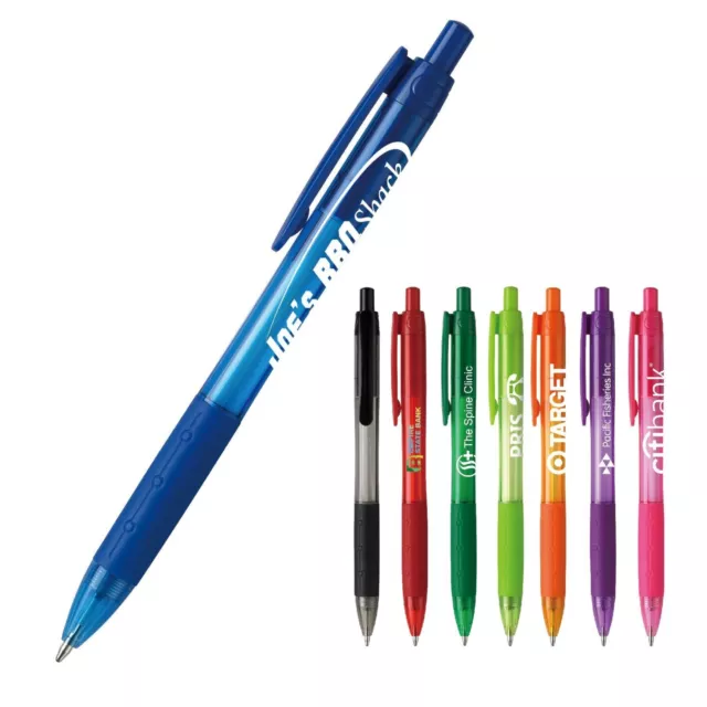 Personalized Bowie Clear Pen Imprinted with Your Logo + Text on 250 Click Pens