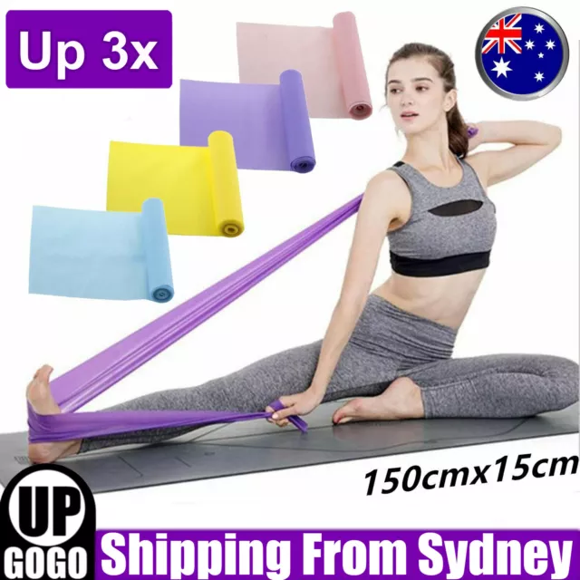 UP 3x 1.5m Elastic Yoga Stretch Resistance Bands Exercise Fitness Band Theraband