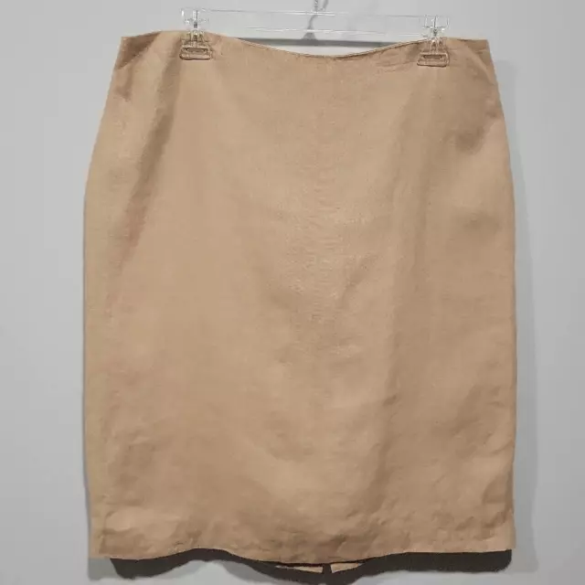 Gunex Brunello Cucinelli Made in Italy Tan 100% Linen Modest Midi Skirt Size 10