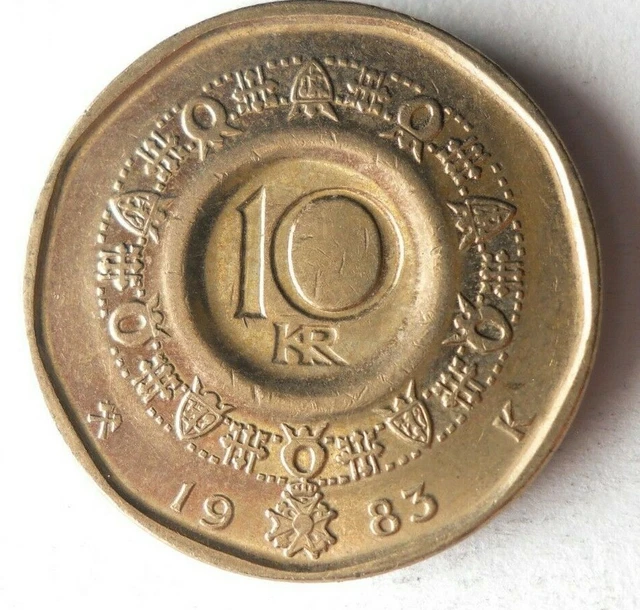 1983 NORWAY 10 KRONER - Excellent Collectible Coin - FREE SHIP - Bin #117