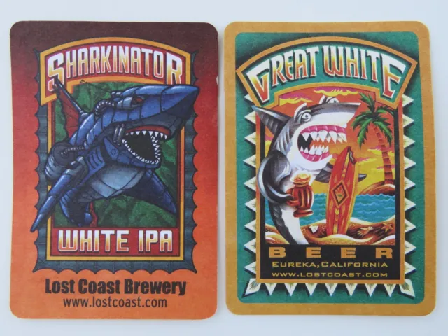 Beer Bar Coaster ~ LOST COAST Brewery Sharkinator White IPA ~ Eureka, CALIFORNIA