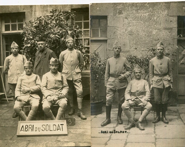 Military LOT 2 card PHoto Soldiers 47th Regiment Priest shelter soldier Saint Malo?