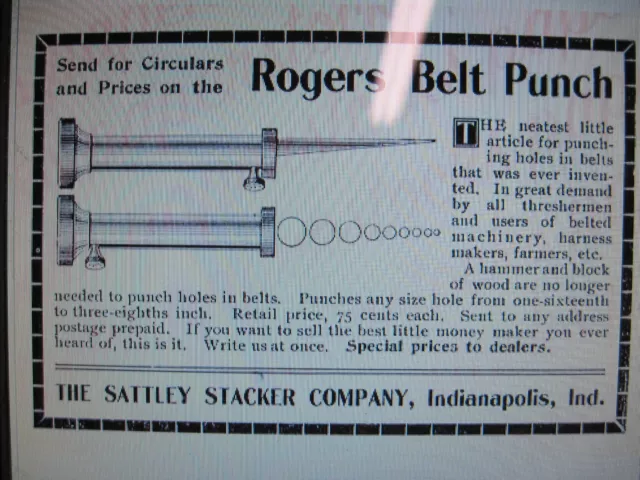 Rogers Belt Punch patent Nov 3 1903 ANTIQUE TOOL LEATHER FARM TRASH MACHINE 2