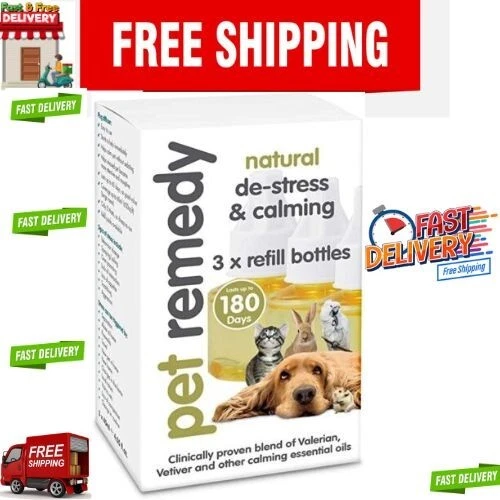 Pet Remedy Natural De-Stress and Calming Refill Pack, 40 ml, Pack of 3