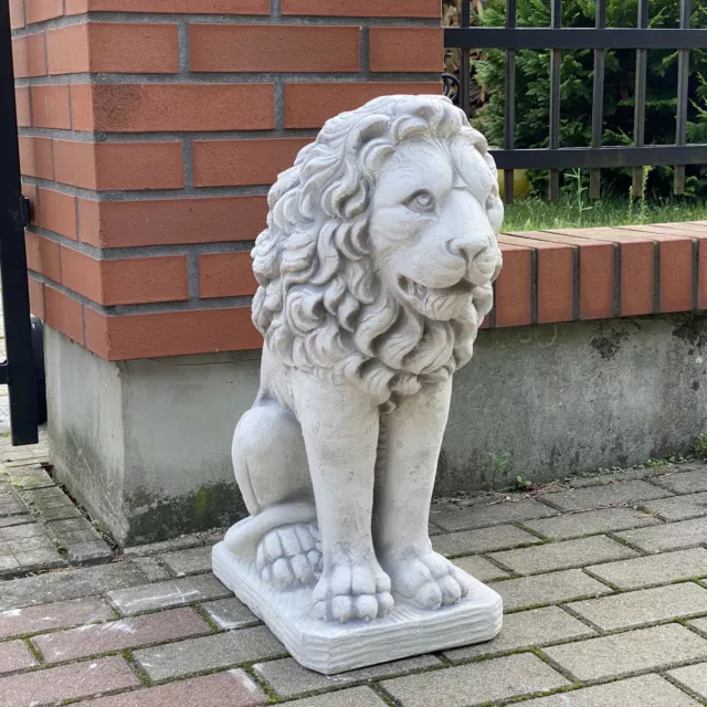 Massif Sculpture en Pierre Lion Leo Grand Direction Centre fonte de au Gel